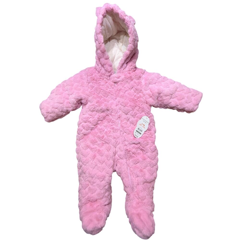 Wonder Nation Baby Girl Pink Plush 1 Piece Pram Outerwear Size 6-9 Months New